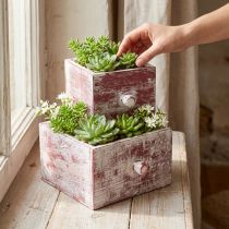 Artikel Pflanzkasten Shabby Chic Deko Schublade Rot Weiß 2er-Set
