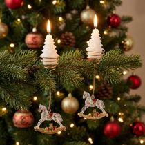 Artikel Weihnachtsbaumkerzenhalter Schaukelpferd 20 cm Gold Transparent 3 Stück
