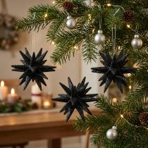 Artikel Weihnachtsdeko Sterne zum Aufhängen Schwarz Ø7,5cm 8 St