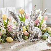 Artikel Osterhase sitzend Silbern Hase Dekofigur Ostern 13cm 2St
