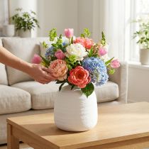 Artikel Blumenvase, Keramik Vase, Deko Vase Weiß Ø19cm H18cm