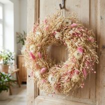 Artikel Deko Kranz Haferkranz Naturkranz Strohblumen Rosa Ø29cm