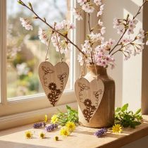 Artikel Dekohänger Holz Dekoherzen Blumen Bienen Deko 10x15cm 6St