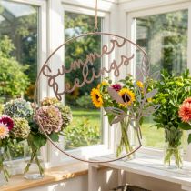 Artikel Wanddeko "Summer Feelings" Dekoring, Sommerdeko Metall zum Hängen, Ø49cm, Rosé-Metallic & Türkis