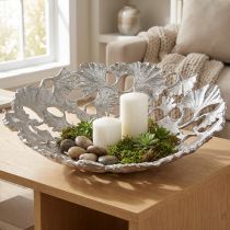 Artikel Dekoschale Silber Gingko Metall Ø43cm H11cm – Eleganz pur für Ihr Zuhause