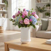 Artikel Keramik Vase mit Rillen Weiß Keramikvase Ø13cm H20cm