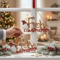 Artikel Holz Schriftzug Frohe Weihnachten Fensterdeko Wichtel 2St