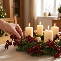 Artikel Beerengirlande, Weihnachtszweig, Scheinbeere, Rote Winterbeere L180cm