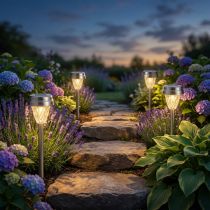 Artikel LED Gartenleuchten Solar mit Timer Warmweiß H35cm 4 St
