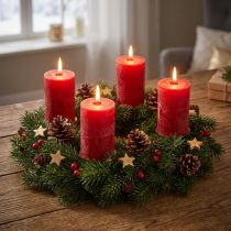 Artikel 4er Set Adventskerzen Rot Sicherheits-Stumpenkerzen Rustic 70/110mm für Weihnachtsdeko