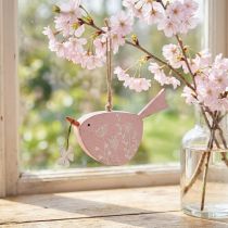 Artikel Deko Vogel Frühlingsdeko Hängedeko Holz Rosa 15×8,5cm