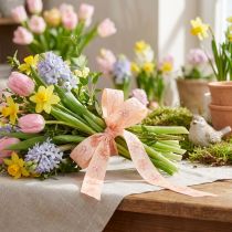 Artikel Blumenband Frühling Geschenkband Apricot Pastell 15mm 20m Dekoration