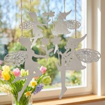 Artikel Deko Elfen Fensterdeko Frühling Metall Weiß H20cm 4 St