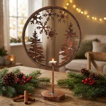 Artikel Dekoring Weihnachten Winter Sockel Teelichthalter Wald Ø37,5cm