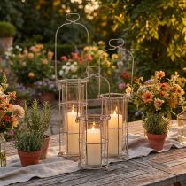 Artikel Laterne Garten, Metall Windlicht Ø8,5cm H23/18,5/14,5cm 3er-Set