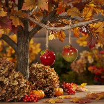 Artikel Keramikapfel Herbstdeko zum Hängen 5cm rot-grün 4er Set