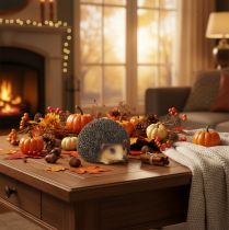 Artikel Igel Dekofigur Polyresin Braun 8cm Herbst Tischdekoration Innenbereich