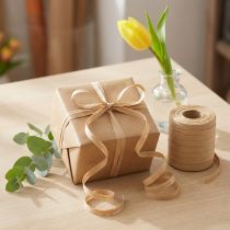 Artikel Kräuselband Baumwolle Beige 10mm x 100m für Dekoration und Verpackung