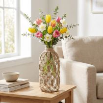 Artikel Makramee Flasche Glas Deko Vase Jute Natur Ø10,5cm H26cm