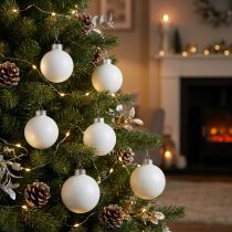 Artikel Weihnachtskugeln Glas Weiß Matt Emaille Ø4cm 24 St