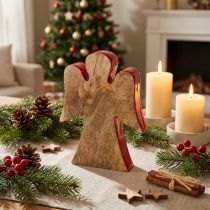 Artikel Engel Dekofigur Holz Rot, Natur 15cm