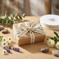 Artikel Geschenkband Dekoband Baumwolle Creme Nature 15mm 20m