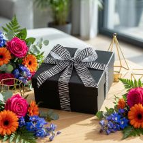 Artikel Geschenkband Zebramuster 25mm x 20m Schwarz-Weiß Polyester