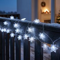 Artikel LED-Girlande Schneeflocken Außen Innen 24 LEDs 460cm Weihnachtsbeleuchtung Kaltweiß