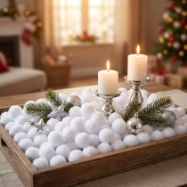 Artikel Deko Schneebälle Mini 2cm Weiß Filz 320 Stück für Winter- und Weihnachtsdekoration