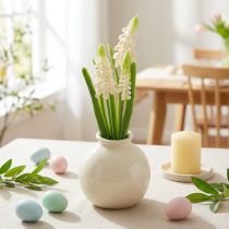 Artikel Hyazinthen Kunstblumen Vase 20cm mit weißen Blüten in Keramikvase