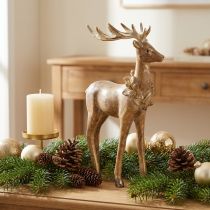 Artikel Dekofigur Hirsch Polyresin 28cm Braun mit Gold- und Silberakzenten