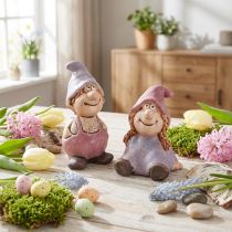 Artikel Wichtel Frühling Paar Keramik Lila Rosa Dekoration Tisch Fensterbank
