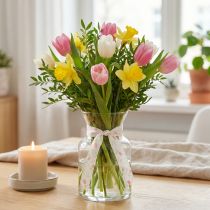 Artikel Geschenkband mit Tulpenmuster 2,5 cm x 18 m für Frühlingsdeko und kreatives Verpacken