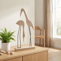 Artikel Aufsteller Holz Kranich Paar Dekoration Natur 27,5×13cm – Edle Holzfiguren