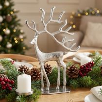 Artikel Elegante Rentier Figur Metall Silber 31cm Weihnachtsdeko