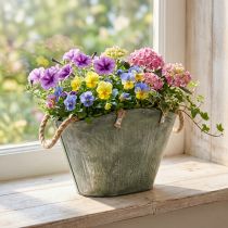 Artikel Blumentopf mit Griffen Tasche Metall Jute 24,5×17×15,5cm
