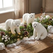 Artikel Eisbär Figuren Set 3-teilig Weiß Plüsch Deko 16/20 cm