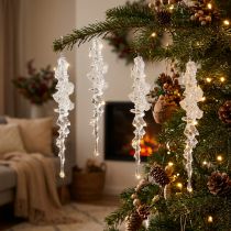 Artikel Eiszapfen Christbaumschmuck Glitzer Winterdeko Kunststoff 17,5cm 4er Set