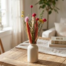 Artikel Deko-Trockenblumenstrauß Rosa Wiesenblumen Mix DIY Set, Kreative Tischdeko H30-35cm