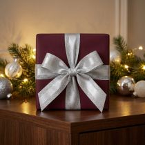 Artikel Dekoband Silber mit Glitter Geschenkband mit Streifen 25mm 20m
