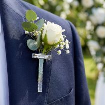 Artikel Hochzeitsanstecker transparent Silber 5cm - Anstecknadeln für Blumendekoration (50 Stück)