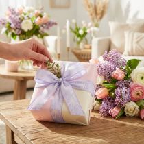 Artikel Geschenkband Lila Blumen Schleifenband Flieder 25mm 18m