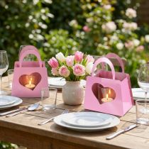 Artikel Windlicht Metall Glaseinsatz Rosa Tasche Deko 18cm 2er Set