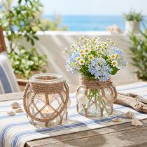 Artikel Deko Glas Makramee Muscheln Maritim Sommer Deko Tischdeko Vase Ø11cm H12,5cm 2St