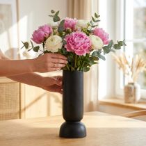 Artikel Keramik Vase Schwarz Modern Oval Form Ø11cm H25,5cm