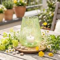 Artikel Teelichthalter Windlicht Glas Gelb Grün Ø12cm H14,5cm