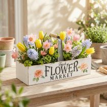 Artikel Pflanzkiste, Blumendeko, Holzkiste zum Bepflanzen, Blumenkiste Nostalgie-Optik 41,5×16cm