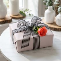 Artikel Organzaband mit Streifen Geschenkband Schwarz 15mm 20m