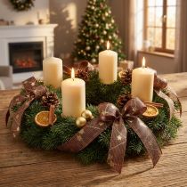 Artikel Weihnachtsband mit Sternen Dekoband Braun Gold 25mm 18m