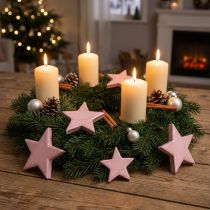 Artikel Holzsterne Deko Sterne Weihnachtsdeko Rosa Glanz Ø5cm 8 St